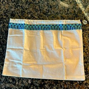 Tory Burch Drawstring Dust Bag With Charm 13x 10" Beige